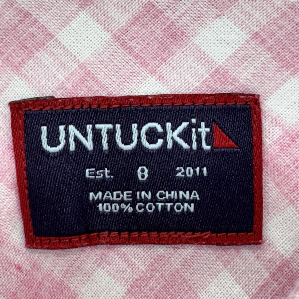 Untuckit Women Calina Gingham Button Shirt Size 8 Pink Long Sleeve Preppy Cotton - Picture 5 of 11